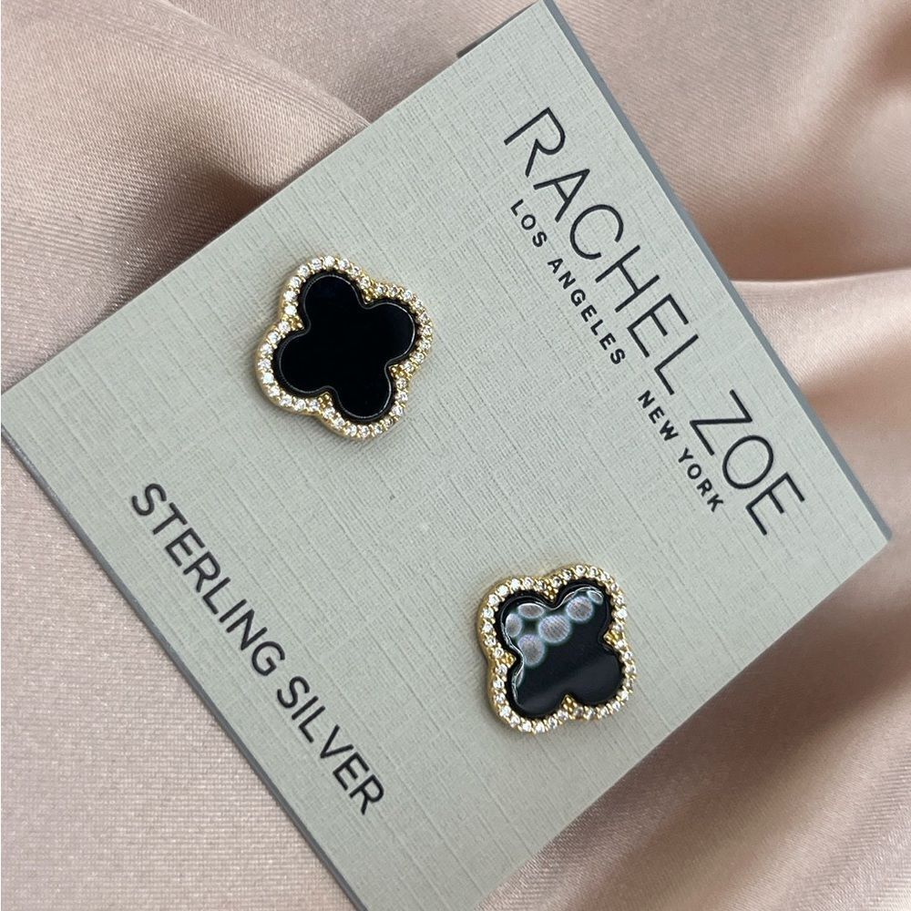 Rachel Zoe Sterling Silver Black Earrings - Picture 3 of 4